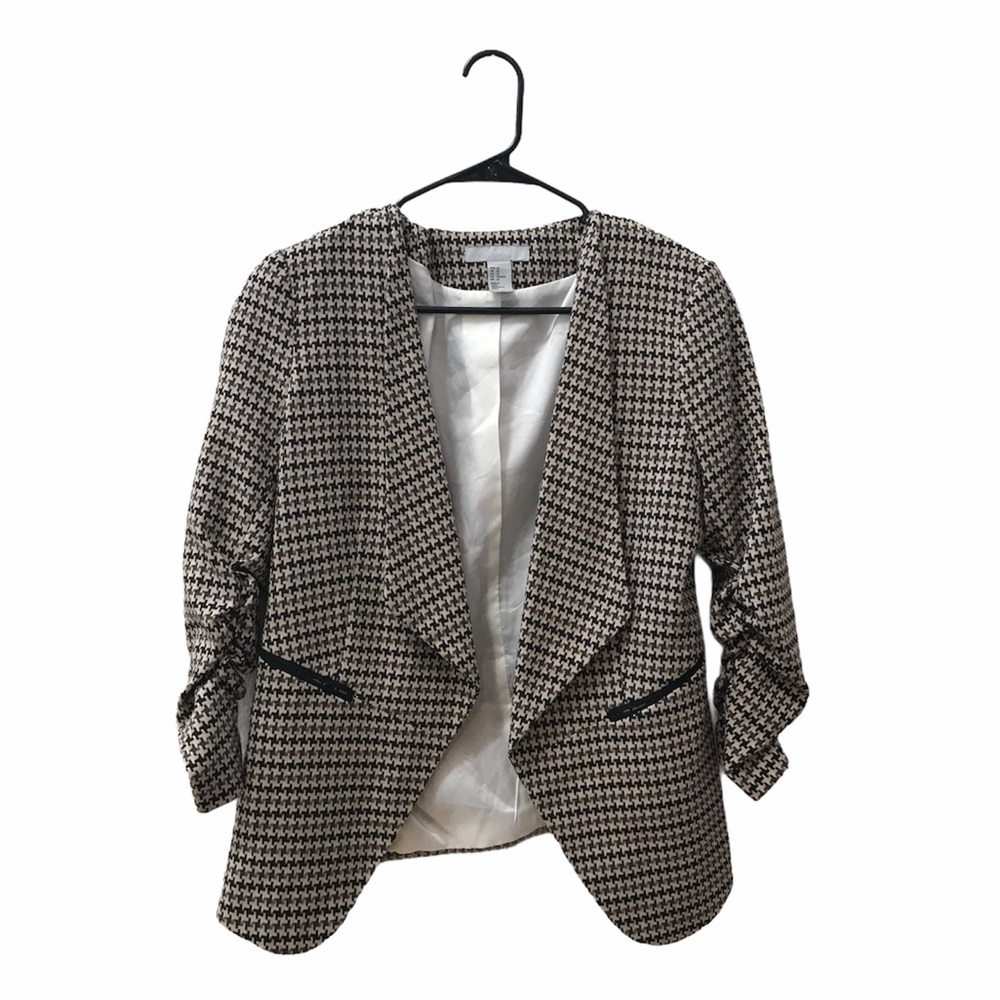 H&M Tan houndstooth print blazer